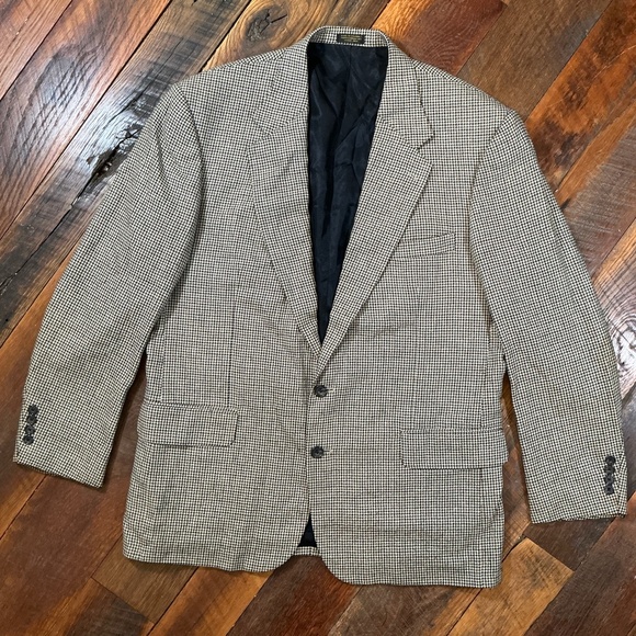 Oscar de la Renta Other - Oscar de la Renta Men’s Houndstooth Silk Wool Blazer Jacket 44R
